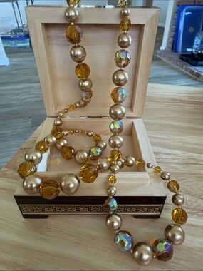 Gold-tone Beaded Statement Necklace